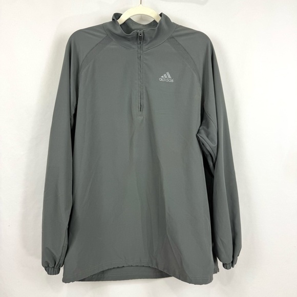 Adidas Mens M Grey Lightweight Performance 1/4 Zip Pullover Top Ventilation Back - Picture 1 of 12